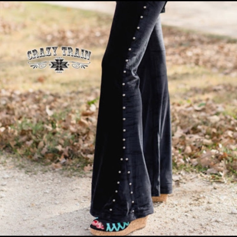 Roxbury Black Studded Flare Pants